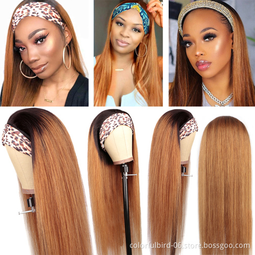 Straight Headband Wig Human Hair Wigs For Black Women 1b/30 Ice Silk Headband Wigs Peruvian Virgin Human Hair Straight Hair